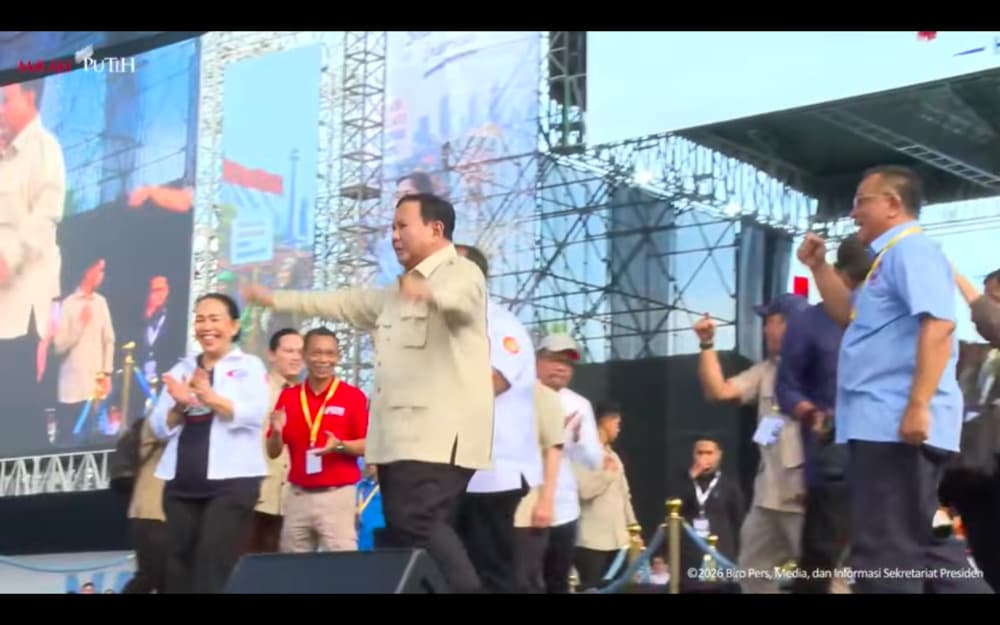 Momen Prabowo Joget Bareng Bareng Tipe-X saat May Day 2026 di Monas Momen Prabowo Joget Bareng Bareng Tipe-X saat May Day 2026 di Monas
