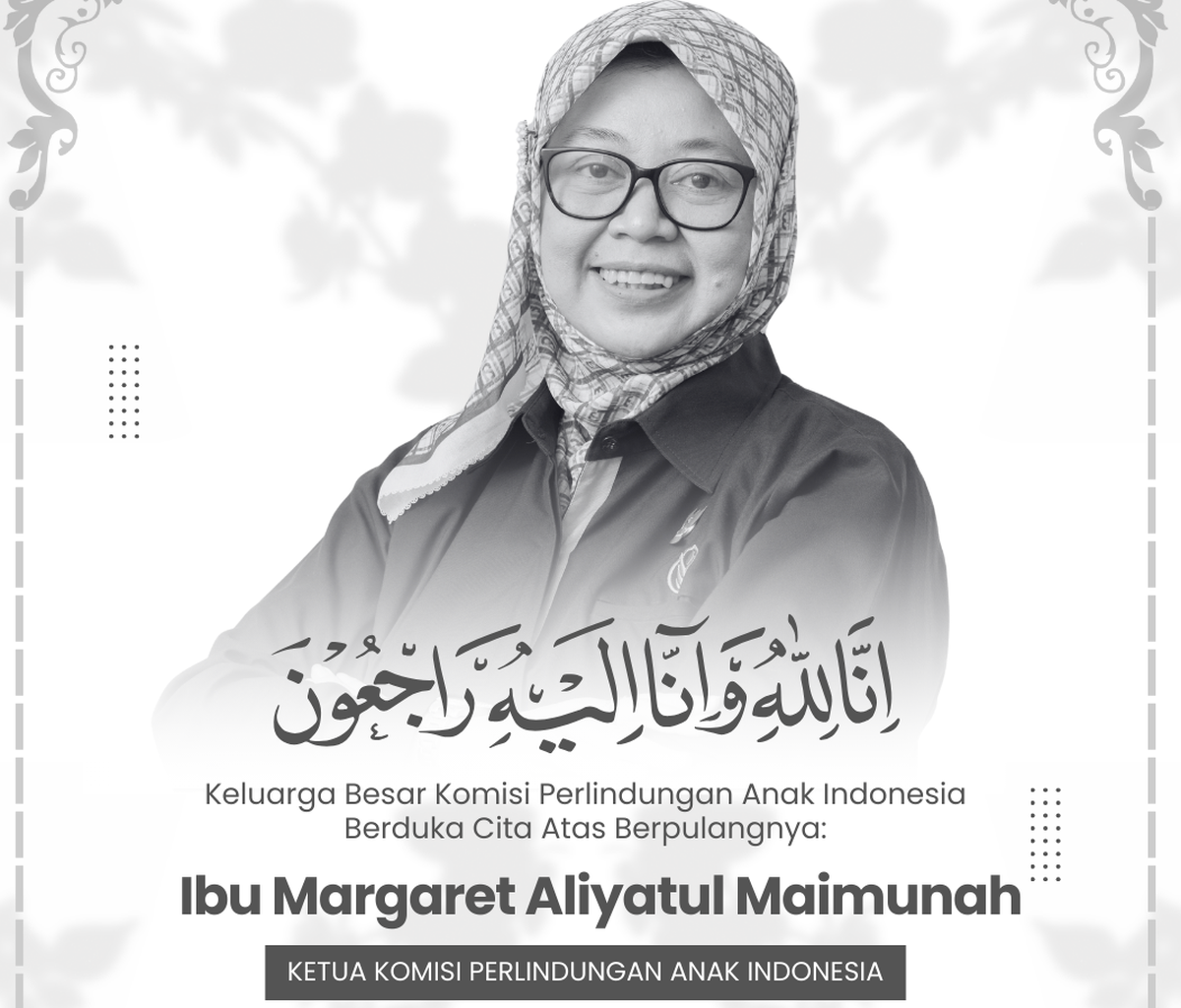 Innalillahi, Ketua KPAI sekaligus Ketum PP Fatayat NU Margaret Aliyatul Maimunah Wafat Innalillahi, Ketua KPAI sekaligus Ketum PP Fatayat NU Margaret Aliyatul Maimunah Wafat