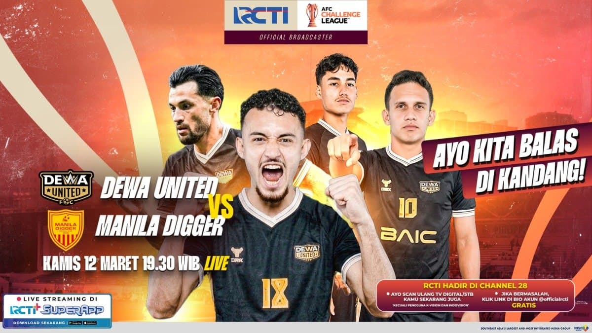 Live RCTI Malam Hari! Ini Jadwal Siaran Langsung Dewa United vs Manila Digger di Perempatfinal AFC Challenge League 2025-2026 Live RCTI Malam Hari! Ini Jadwal Siaran Langsung Dewa United vs Manila Digger di Perempatfinal AFC Challenge League 2025-2026
