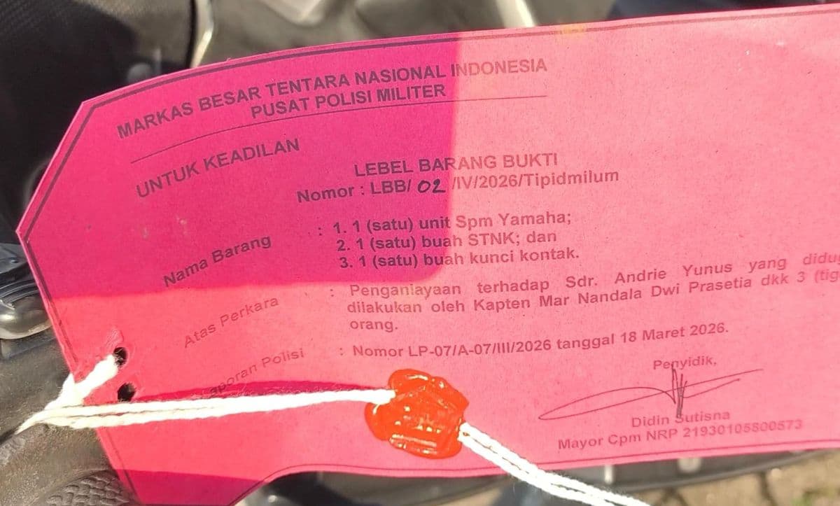 Kasus Penyiraman Air Keras Andrie, Identitas Kapten Nandala Terungkap Lewat Label Barang Bukti Kasus Penyiraman Air Keras Andrie, Identitas Kapten Nandala Terungkap Lewat Label Barang Bukti
