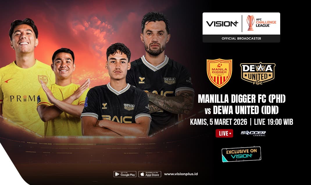 Live Streaming Manila Digger FC vs Dewa United di AFC Challenge League 2026, Nonton di VISION+ Live Streaming Manila Digger FC vs Dewa United di AFC Challenge League 2026, Nonton di VISION+