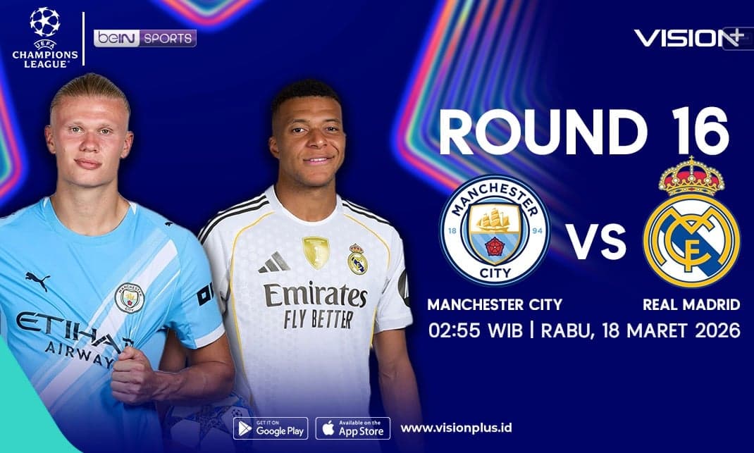 Link Nonton Manchester City vs Real Madrid Liga Champions 2025/26 di VISION+, Tayang Rabu Dini Hari Link Nonton Manchester City vs Real Madrid Liga Champions 2025/26 di VISION+, Tayang Rabu Dini Hari