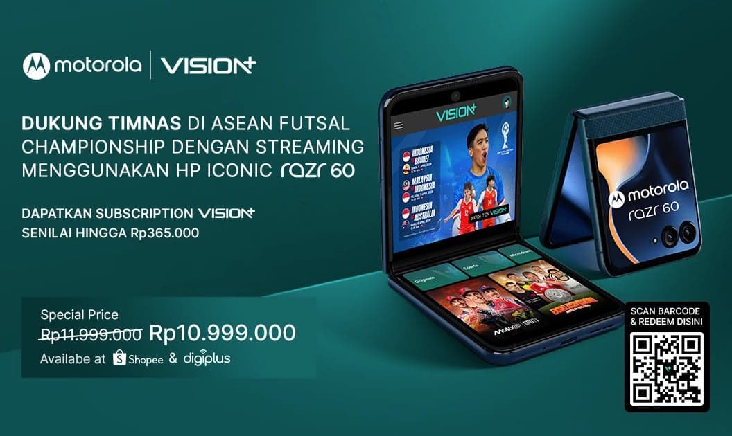 Jadwal ASEAN Futsal Championship 2026 di VISION+, Nonton Makin Praktis dengan Motorola Razr 60! Jadwal ASEAN Futsal Championship 2026 di VISION+, Nonton Makin Praktis dengan Motorola Razr 60!