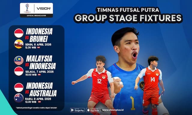 Perjuangan Timnas di Piala AFF Futsal, Ini Jadwal Lengkap dan Link Streaming di VISION+ Perjuangan Timnas di Piala AFF Futsal, Ini Jadwal Lengkap dan Link Streaming di VISION+