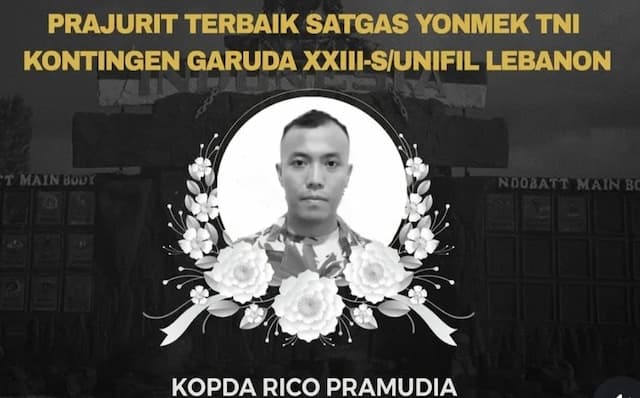 Rico Pramudia yang Gugur di Lebanon Naik Pangkat Menjadi Kopda Anumerta Rico Pramudia yang Gugur di Lebanon Naik Pangkat Menjadi Kopda Anumerta