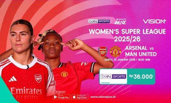 Jadwal dan Link Live Streaming Arsenal vs Manchester United di Womens Super League 2025-2026 di VISION+, Klik di Sini! Jadwal dan Link Live Streaming Arsenal vs Manchester United di Womens Super League 2025-2026 di VISION+, Klik di Sini!