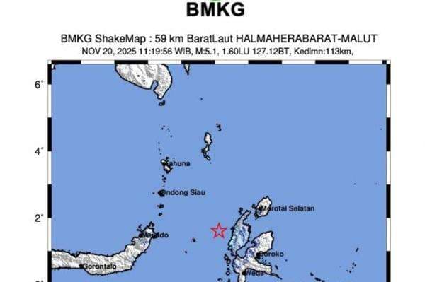 Gempa Halmahera Barat M5,4 Guncang Laut Maluku, BMKG Ungkap Penyebabnya Gempa Halmahera Barat M5,4 Guncang Laut Maluku, BMKG Ungkap Penyebabnya