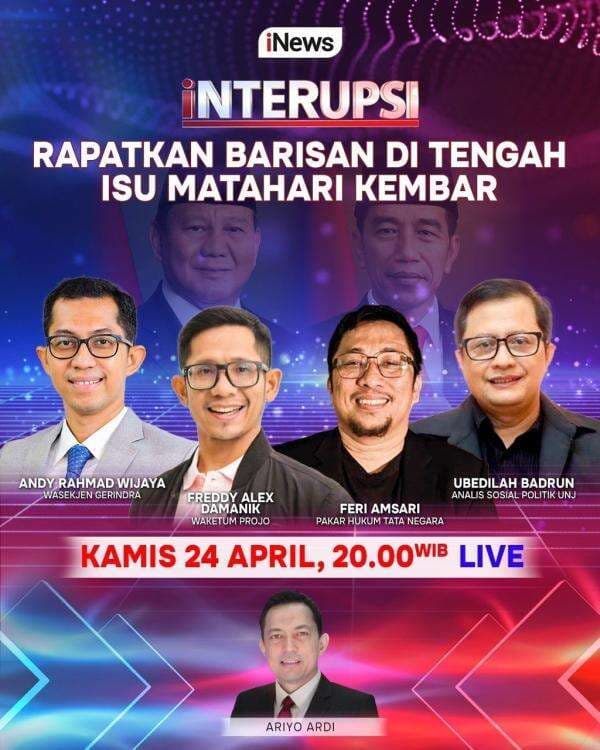 Interupsi 'Rapatkan Barisan di Tengah Isu Matahari Kembar' Malam Ini, Live di iNews Interupsi 'Rapatkan Barisan di Tengah Isu Matahari Kembar' Malam Ini, Live di iNews