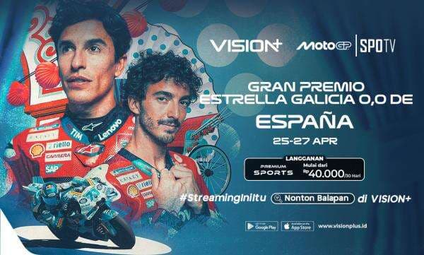 Jadwal MotoGP Spanyol 2025: Saksikan Live Streaming di VISION+ Mulai Free Practice hingga Race! Jadwal MotoGP Spanyol 2025: Saksikan Live Streaming di VISION+ Mulai Free Practice hingga Race!