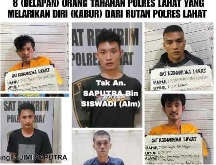Jebol Dinding Sel, 8 Tahanan Polres Lahat Kabur Jebol Dinding Sel, 8 Tahanan Polres Lahat Kabur
